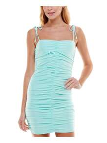 B DARLIN Womens Body Con Mini Dress Stretch Tie Square Neck Party Shirred - 阿誇 - 查看 1