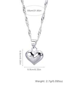 1pc Adjustable S925 Sterling Silver Smooth Heart Pendant Necklace For Women, Hypoallergenic, Simple&Elegant Sweater Chain, Suitable As Valentine's Day Or Christmas Gift For Girlfriend