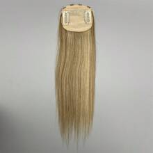 1pc Cabelo Humano Liso Mini Crown Toppers Clip-In Extensões de Cabelo Para Mulheres - 100% Cabelo Humano Real, Grosso e Aparência Natural, Cinza Prateado Misto Loiro Dourado, Fácil de Usar, 2,9"X2,6", 20g, Grampos de Cabelo Extensões de Cabelo