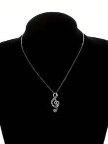 1pc Elegant & Fashionable Copper Music Note Pendant Necklace - Grace - View 1