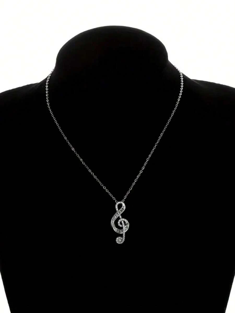 1pc Elegant & Fashionable Copper Music Note Pendant Necklace - Grace - View 1
