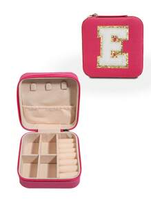 1 件可定制花卉图案字母珠宝盒、旅行珠宝袋、仿珍珠珠宝盒、防水防潮 PU 珠宝收纳盒、香水收纳盒、伴娘礼品盒、迷你耳环、项链、戒指珠宝盒夏季假日浴室装饰化妆品收纳盒浴室配件返校 - 玫紅色 - 查看 23