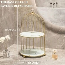 1pc Elegant Metal Bird Cage Cake Stand, Rust-Proof Dessert Display, Serving Platter With Intricate Design, Suitable For Cupcakes, Cakes, Fruits, Snacks, Weddings, Parties, Home Decor, Jewelry And Cosmetic Storage