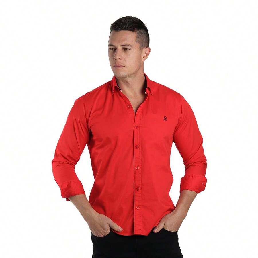 Camisa Lisa para Hombre - Muletta - Rojo - Ver 1
