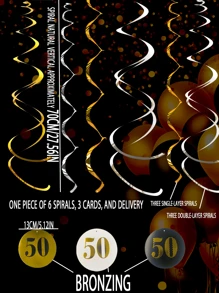 9 peças/Conjunto Bandeirolas Espirais de PVC + Espirais Duplas + Números em Folha, Adequado para Decorações de Festa de Aniversário de 18°/20°/30°/40°/50°, Também Pode Ser Usado para Decorações de Aniversário de 18/20/30/40/50