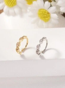 KARYOKO 1pc Shiny Cubic Zirconia Nose Ring For Women & Girls – Gold & Silver Spiral Hoop Nose Piercing Jewelry, 8mm - 1# - View 8