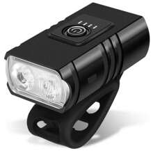 Farol De Bike 2 Led Cree T6 Recarregável Usb Com Medidor - Preto - Visão 1
