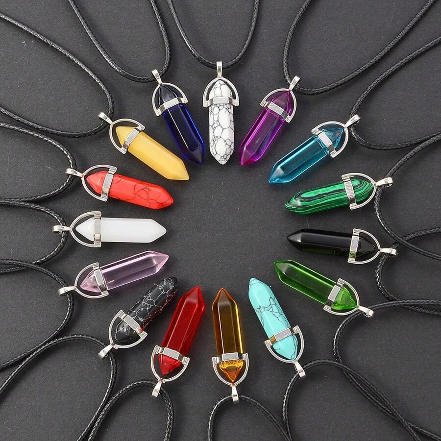 Crystal Necklace Hexagonal Gemstone Necklace Chakra Pendant Necklace - Hexagonal Column - View 1