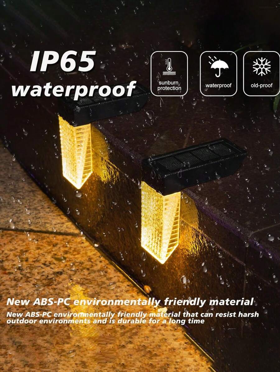 Solar LED Lights Outdoor Waterproof Sensor Stair Step Lights Outdoor Garden Decoration Patio Wall Lights - 暖白色 - 查看 1