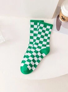 1 Pair Men's Socks Checkerboard Socks, Men's And Women's Couples' Street Fashion Versatile Socks, Fit The Foot, Excellent Workmanship, Suitable For You Who Are Looking For Versatility