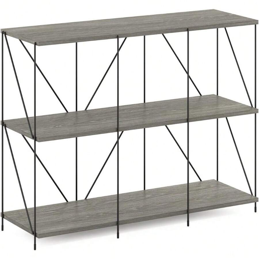 3-Tier Double Size Storage Display Rack, French Oak Grey/Black - Finn Oak - View 1