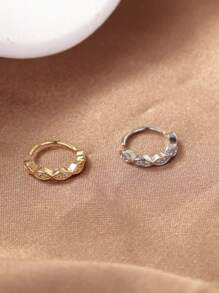 KARYOKO 1pc Shiny Cubic Zirconia Nose Ring For Women & Girls – Gold & Silver Spiral Hoop Nose Piercing Jewelry, 8mm - 1# - View 3