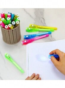 8pcs Upgraded Invisible Ink Pen Set With UV Light, Spy Pen, Magic Marker, Invisible Ink Pen, Ideal Gift For Kids Party, Easter, Christmas, Suitable For Writing Secret Messages, Party Favors - Random Color & Shape - Multicolor - View 4