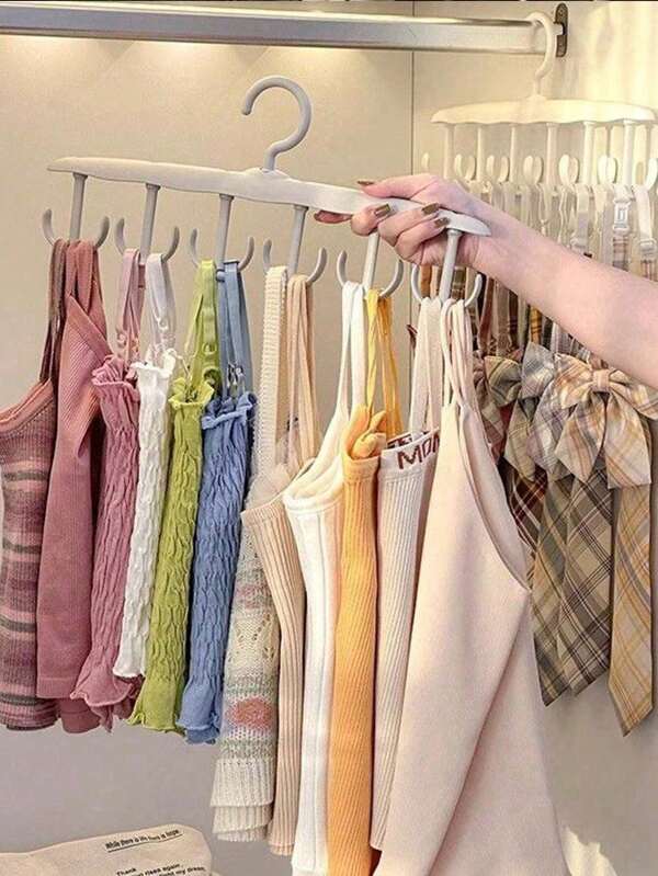 1pc Multi-Functional Rotating Clothes Hanger With Multiple Hooks For Tie And Scarf, Space Saving Clothes Hanging Rack For Closet