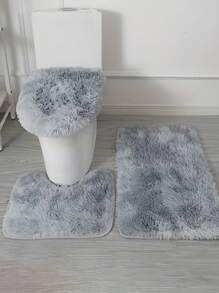 Premium Plush 3 Piece Bathroom Set, Universal Fit Toilet Seat Cover, Contoured Toilet Base Rug With Reinforced Edge And Rectangular Rug For Washroom Or Shower Area, Made From Soft And Absorbent Materials, Available In A Wide Range Of Colors To Choose From. - 灰色 - 查看 4