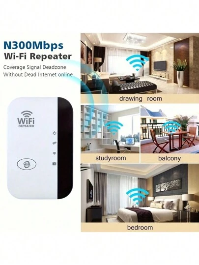 1 300Mbps Remote WiFi Signal Booster Repeater - Extended WiFi Coverage, Reliable Connection,