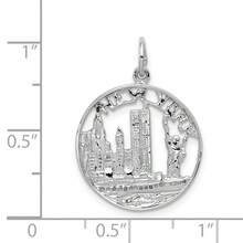 14k White Gold Solid Polished NEW YORK Skyline Charm Pendant (L-0.98 Inch,W-0.7 Inch) 1.35 Gram