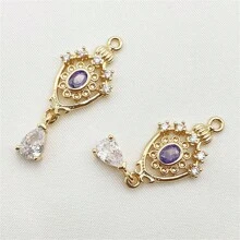 5pcs Vintage Elegant Copper Zirconia Hollowed Water Drop Pendant DIY Jewelry Accessories, Earrings, Necklaces, Hair Clips, Court Style