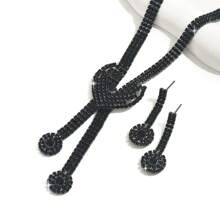 1 Set Of Fashionable Minimalist Elegant Luxurious Sparkly Bling Bling Crystal Heart Pendant Necklace & Earrings Suits Women, Versatile Wear Valentines,Mom,Mother,Mother's Day,Gift