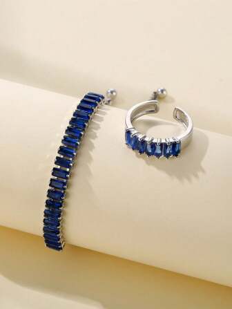 طقم مجوهرات مكعب زركونيا زخرفة 2 قطع