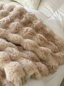 JULY Faux Fur Shaggy Blanket Soft Fluffy Throw For Couch, Cozy Faux Rabbit Fur Bedspread For All Season, Aesthetic Plush White Decor Machine Washable - 棕色 - 查看 8