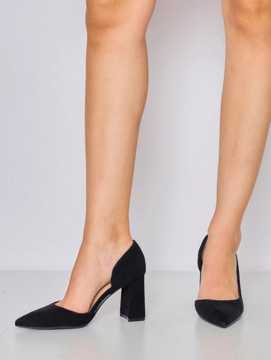 Damskie szpilki ze szpiczastym noskiem, jednolity kolor, minimalistyczne, na co dzień i do noszenia, stylowe szpilki - Czarne - Zobacz 1