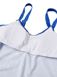 Women Plus Size One-Piece Swimsuit With Rhinestones Contrast Color Swimwear,Sizes S-6XL - Royal Blue - View 6