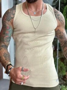 MEN'S PREMIUM AMERICAN RIBBED TANK TOP - Apricot - View 2