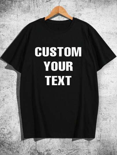 Customizable Men's T-Shirt, Input Your Text/Blessing/Funny Text, Black Summer T-Shirt, Father's Day Gift, Anniversary Gift, Company Team Building Outfit, Music Festival Outfit, Gift For Him, Men's Round Neck Short Sleeve T-Shirt Top, Party Outfit, Men's Black Short Sleeve, April Fool's Day Gift, Easter Gift, Men's Summer Top, Men's Summer Short Sleeve T-Shirt Ornamental,Dawg Stylish,Fashion,Hipster,Contracted,Easy Costume,Modest Fashion,Minimal Chic,Casual Custom,Unique,Personalized Ideal Gifts For Him Family,Boyfriend,Friends,Children