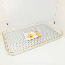 Bandeja Decorativa de Acrílico Bebida Café Comida Lanche Sobremesa Porta-copo Acessório - 35 X 24 X 2,5 CM - Transparente - Visão 4