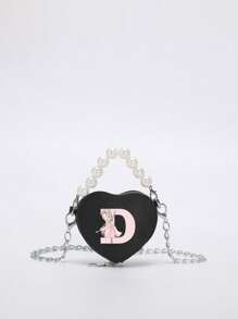 A Mini Stylish, Cute And Elegant Love Mini Bag, A-Z 26 Little Ballet Letter Prints, Faux Pearl Handbag, PU Shoulder Crossbody Bag, Lipstick Coin Purse. You Can Regard It As A Lipstick Coin Purse, Which Can Be Carried On One Shoulder Or Crossbody. Suitable For Use When Going Out To Traveling And Shopping. Christmas, Thanksgiving, Valentine's Day, Friday Gifts. The Best Gift. Romantic. - B9189 Black Bag-023 Deep Pink Ballet - View 9