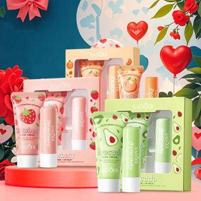 Regalo para damas, CREMA DE MANOS DE MELOCOTÓN + BÁLSAMO LABIAL. Hidrata, previene la sequedad y el agrietamiento, mejora la piel seca y áspera. Reduce las líneas de los labios, ilumina el color de los labios y deja los labios delicadamente elásticos y suaves. Hidrata los labios delicados.