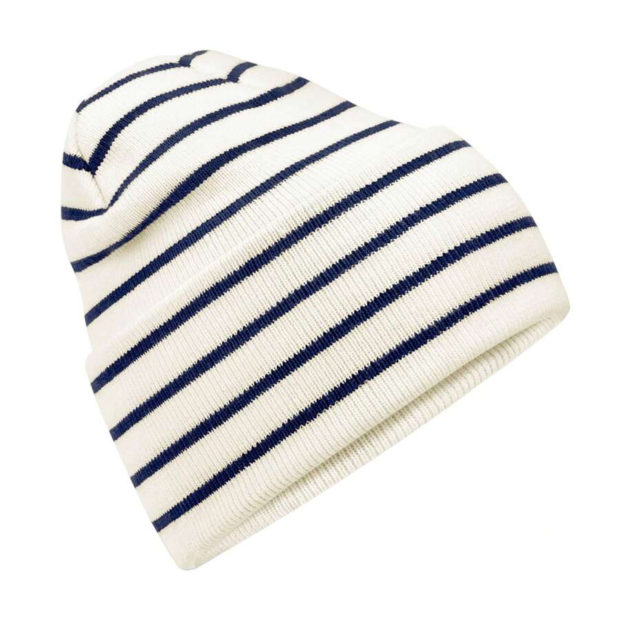 Original Striped Deep Cuffed Beanie (Soft White/French Navy) - White - View 1