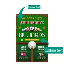 Personalized Billiards Bar Sign - Custom Name Pool Table Decor - Premium Aluminum Metal Sign For Pool Hall Wall Decor, 12x8 Inches Gifts Birthday Graduation - Multicolor - View 2
