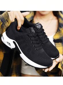 Zapatos de running casual para mujeres, Zapatillas De Malla Bajas Para Actividades Al Aire Libre, Ofreciendo Comodidad Y Estilo Durante La Jornada, ligeras,transpirables, elásticas y para deportes al aire libre - Negro - Ver 8