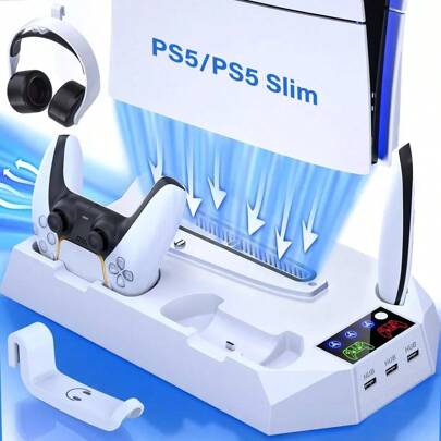 PS5 Slim Stand Cooling Fan,PS5 Controller Charging Station For Playstation5