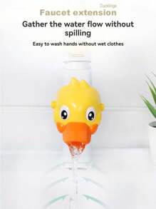 1pc Baby Sink Faucet Extender, Cartoon Pattern Faucet Extender, Water Outlet Extender, Tap Expander, Bathroom Faucet Extension - Yellow - View 4