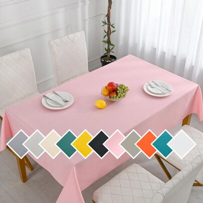1pc Rectangle Textured Tablecloth, Waterproof, Spillproof, Wrinkle Resistant Fabric Tablecloth For Kitchen, Dining Table, Outdoor & Indoor, Polyester,