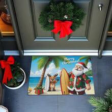 Tapete Capacho De Porta Merry Christmas Noel E Rena Surf Ca970 - Multicolorido - Visão 1