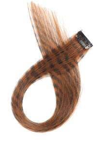 Synthetic Leopard Print Colored Silk Weaving Integrated Seamless Clip On Hair Extension, Hanging Ear Design, Hair Dyeing, Invisible Straight Wig Suitable For Wearing In Any Occasion - Multicolor - View 14