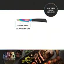 Thyme & Table 13-Piece Knife Block Set, Rainbow Blades - Black - View 8