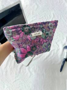 1 PC/Set Purple Small Flowers Portable Retro Style Makeup Bag,Fashionable Casual Stylish Portable Make Up Bag,Makeup Bags,Makeup Bag Small,Makeup Case,Cute Makeup Bag,Cosmetic Bags,Sanitary Napkins,Pouch Pads,Air Pods,Wired Earphone,Charger,Headphones,Makeup Travel Bag ,Skincare Bag,Make Up Bags For Women,Candy,Nurses,School Girls,Holiday Gift.