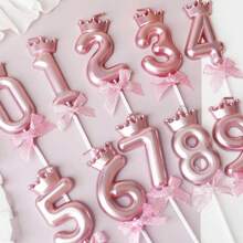 3D Crown Bow 0-9 Digital Candles Birthday Cake Candles Birthday Party Plugin Dress Up Candles