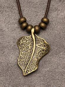 1 件复古波西米亚串珠镂空叶吊坠项链，时尚万圣节节日礼物装饰，男女通用珠宝，学生纪念品礼物 - 串珠款 - 查看 6