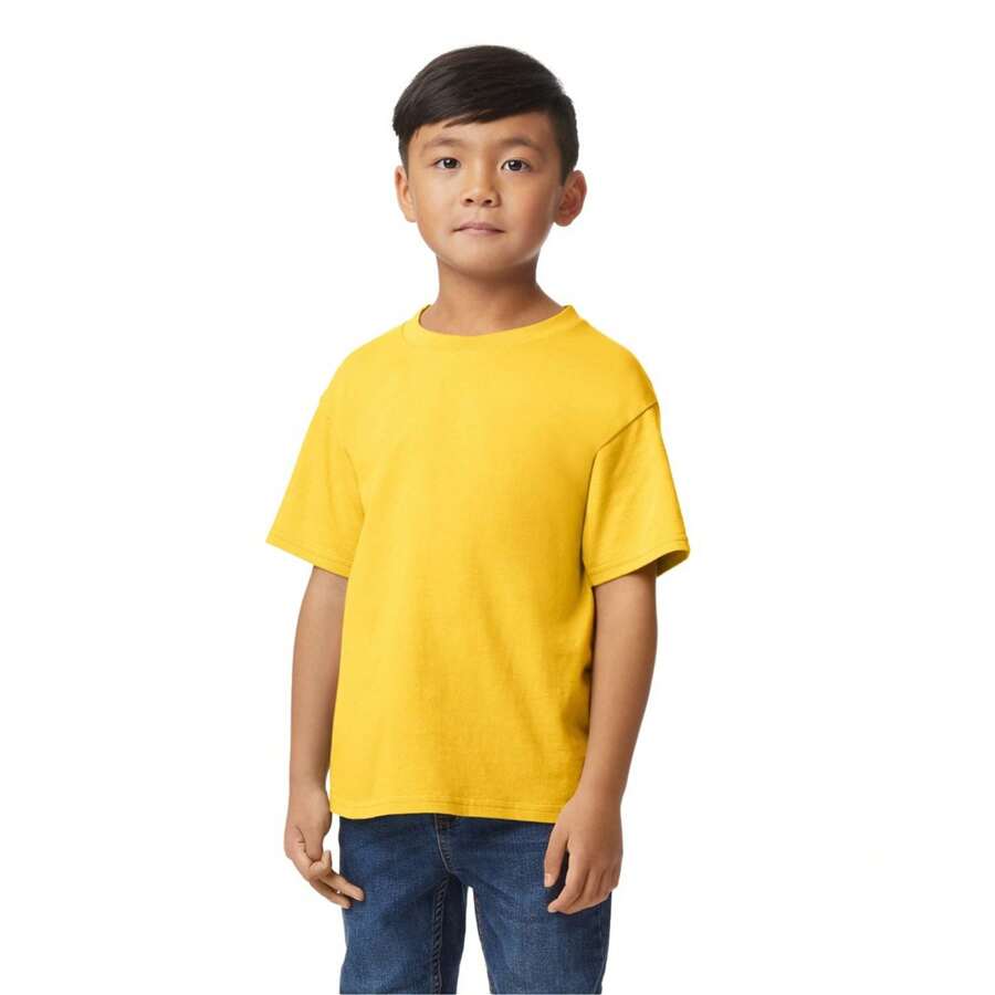 Gildan Childrens/Kids Softstyle Midweight TShirt (Daisy) - 183gsm 100% Ringspun Cotton - 芥末黃 - 查看 1