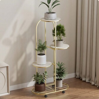 Portavasi da fiori per piante a 5 livelli, 4 ripiani, organizer per fioriere multiple ad angolo in ferro battuto con ruote, ripiani per piante per balcone ad angolo, patio, giardino