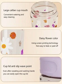 1pc 450ML/480ML Cute Children's Cup With Straw, Student Water Bottle, Fresh Pattern, Dustproof Leakproof Shockproof Durable, Portable, Suitable For Daily Home, School, Outdoor Activities, Best Gift