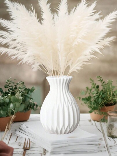 1pc/Vase, Living Room Vase Plastic Vase, Shatterproof Flower Pot, Greenery Planter, Dried Fresh made Ceramic Like, Bedroom, Wedding, Room, Home Desktop, European Moderne Minimalist ative Ornament Birthday Graduation Glass view 5