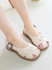 1 Pair Girls Fashion Casual Simple Versatile Soft Bottom Non-Slip Indoor/Outdoor Leisure Running Closed Toe Sandals - Beige - View 2