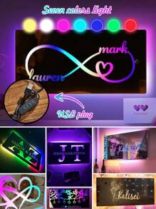1 pieza Luz de espejo LED personalizada - Decoración de pared de acrílico elegante con control remoto, tres opciones de tamaño - Luz de noche personalizada ideal para el dormitorio y la sala de estar - Regalo perfecto de Navidad, cumpleaños, aniversario para mamá, esposa o novia. Colorido, sencillo, Kawaii, Y2K, minimalista elegante, personalizado, único. Regalos ideales para él, ella, novio, novia, familia, amigos. Luz de noche, luces de neón, artículos para el hogar, decoración de habitaciones, decoración navideña - Luz decorativa espejo + mando a distancia. - Ver 7